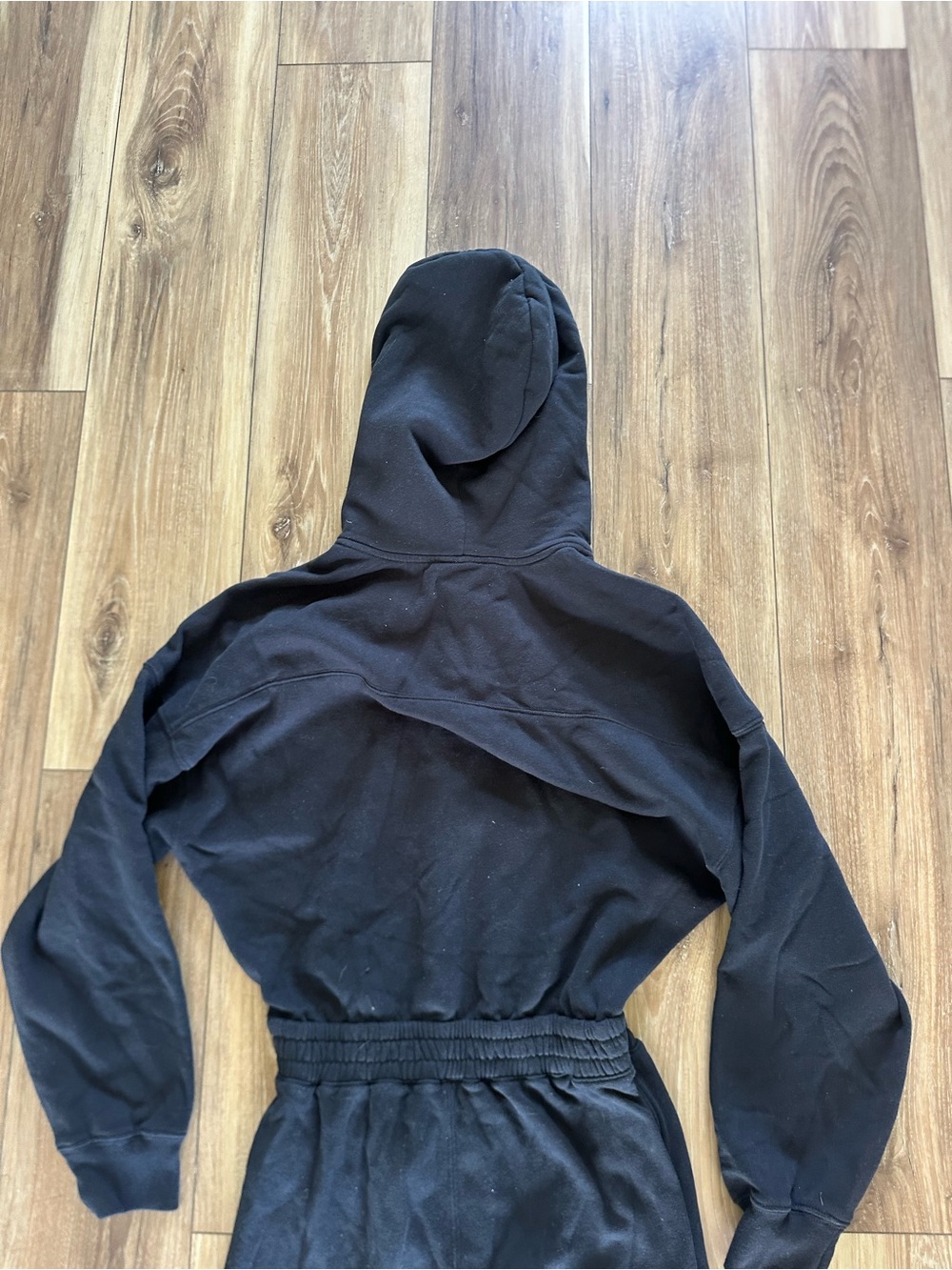 Abercrombie & Fitch Women's Black long sleeve Hooded fleece Jumpsuit size MT - Picture 8 of 8